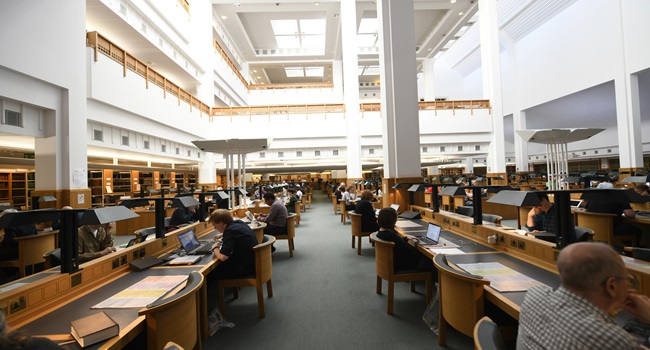 Researchers in a reading room at the British Library (copyright Mike O'Dwyer)
