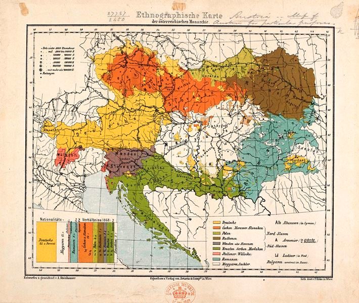 1868 ethnographic map of the Austrian monarchy