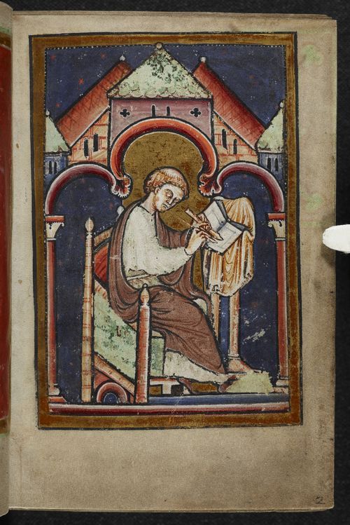 Image of a scribe with a blue background.
