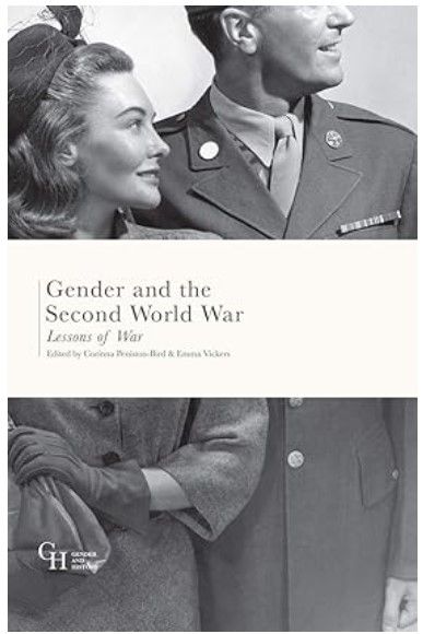 Book cover. Black and white photo of a male soldier standing with a woman.