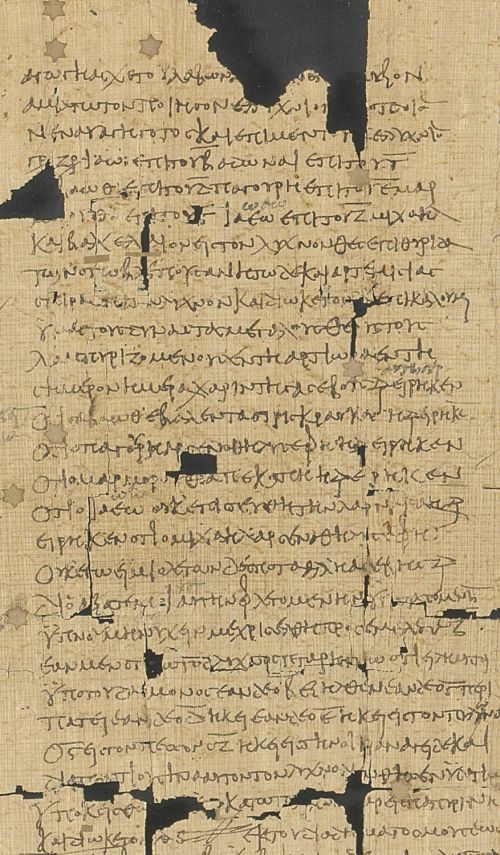 Love spell that could fetch someone even from across the sea: Papyrus 121(2) verso, column 1 (numbered 18).