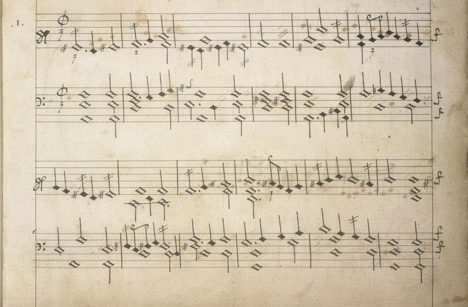 A page of musical notation from My Ladye Nevells Booke.