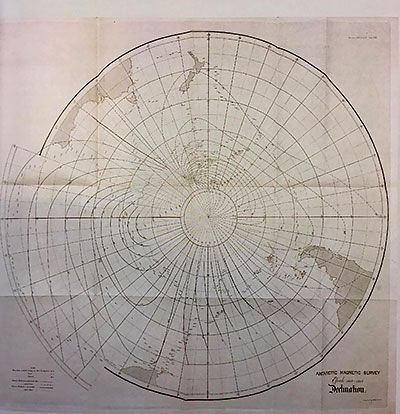 Map showing the Antarctic Magnetic Survey published in 1869 by the Royal Society