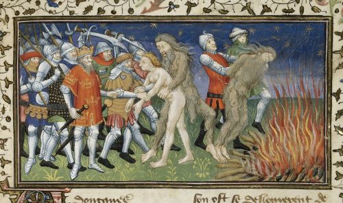 Alexander the Great predating some wodewoses, 'Le livre et la vraye hystoire du bon roy Alixandre', Paris, c. 1420–1425, Royal MS B XX , f. 64.