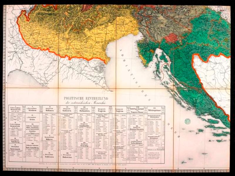 Coloured ethnographic map of the Austrian Empire as it was in 1855