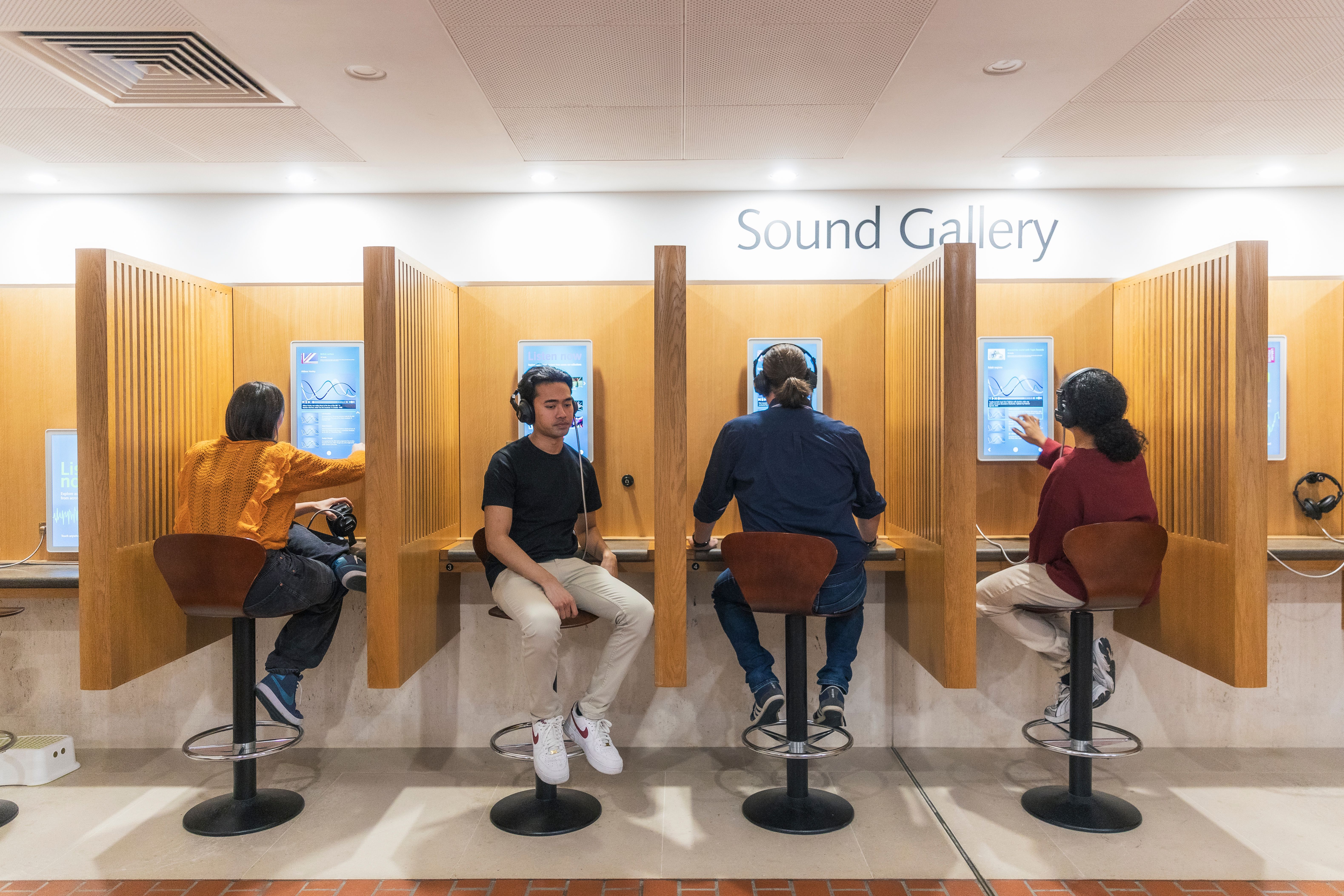 People using the Sound Gallery at the British Library