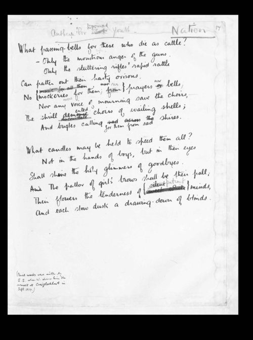 Manuscript for Anthem for Doomed Youth