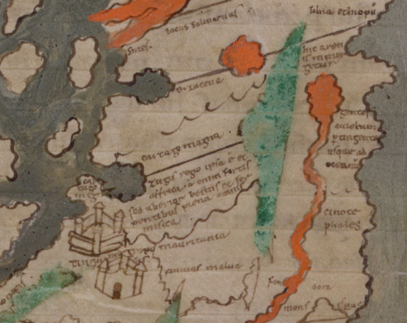 A detail of North Africa from an 11th-century map of the world.