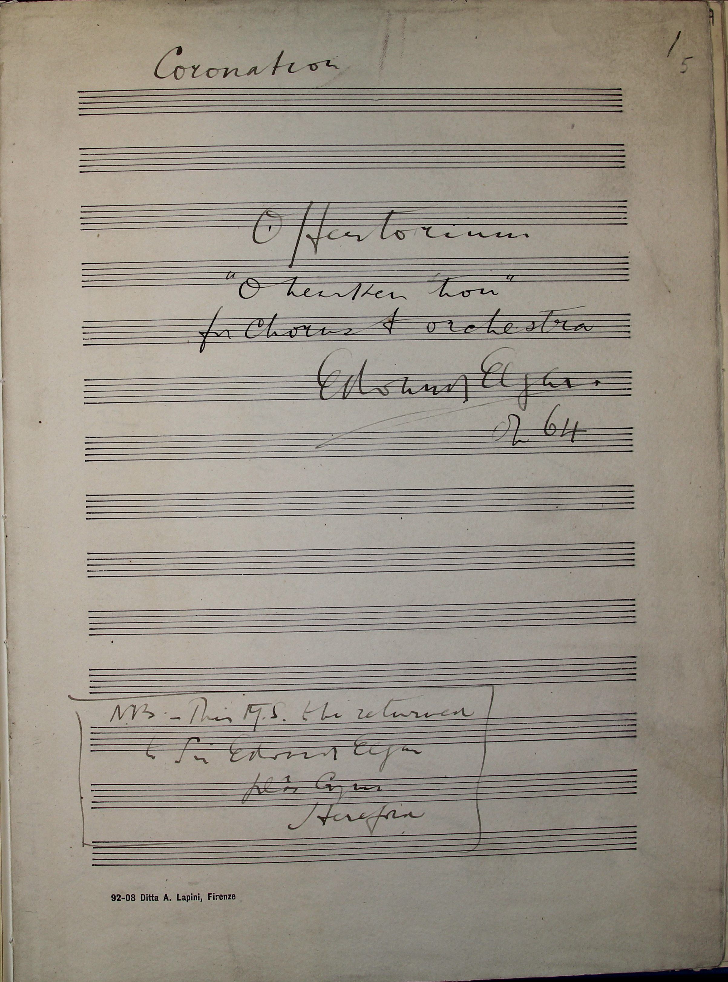 Title page Elgard manuscript O hearken thou