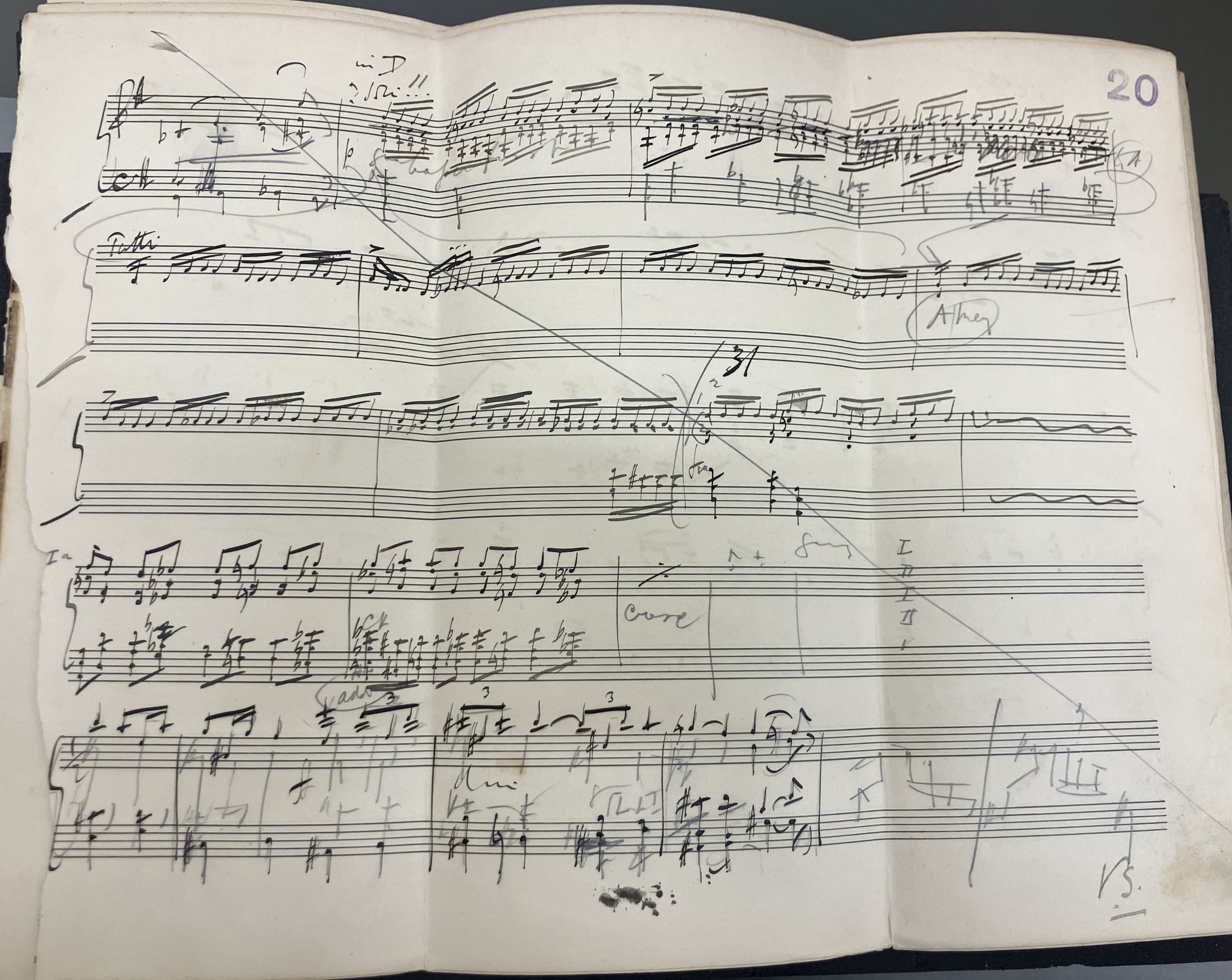 A page from the newly acquired sketches for Elgar's Introduction and Allegro.