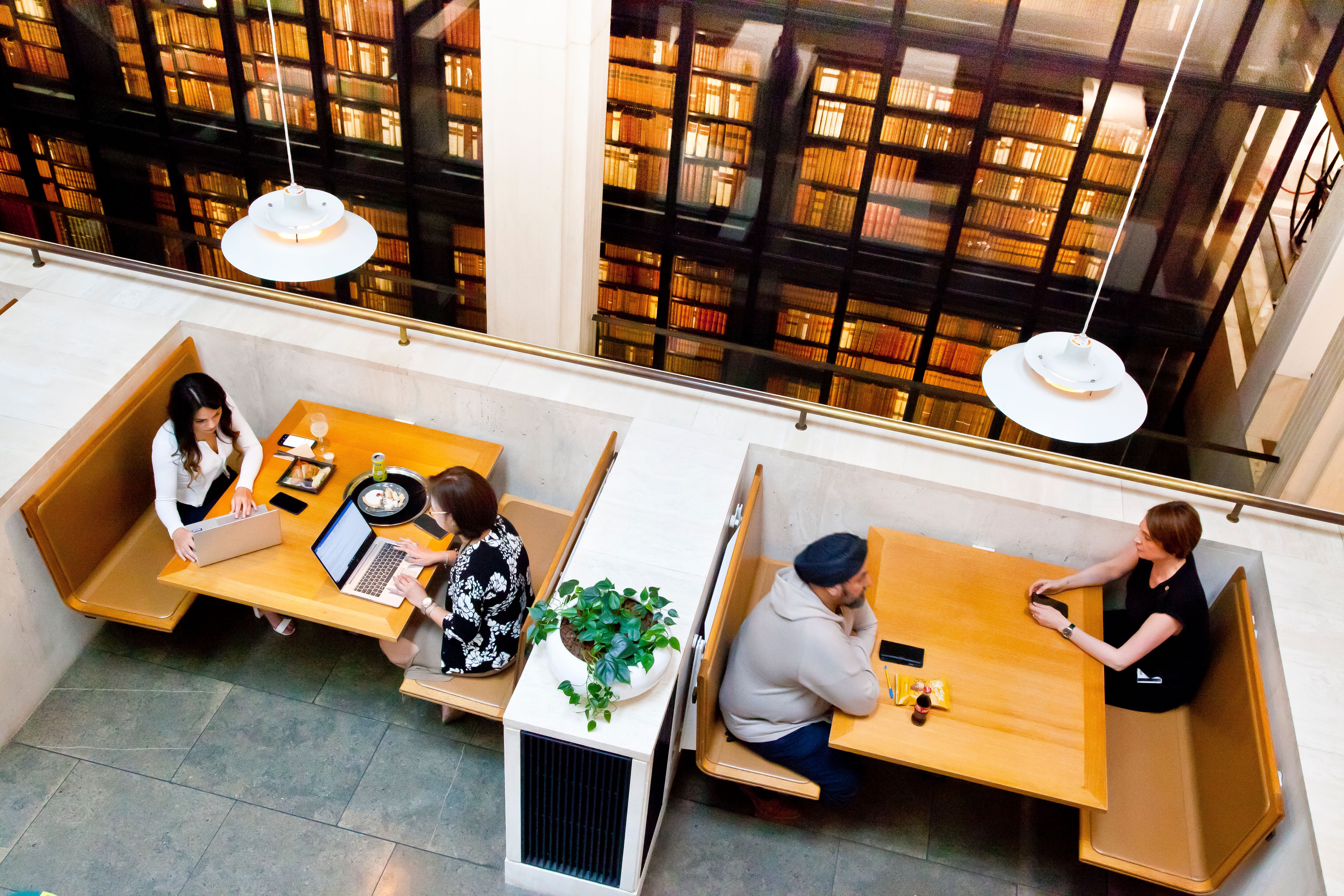 Visitors sitting at the King's Library Café.