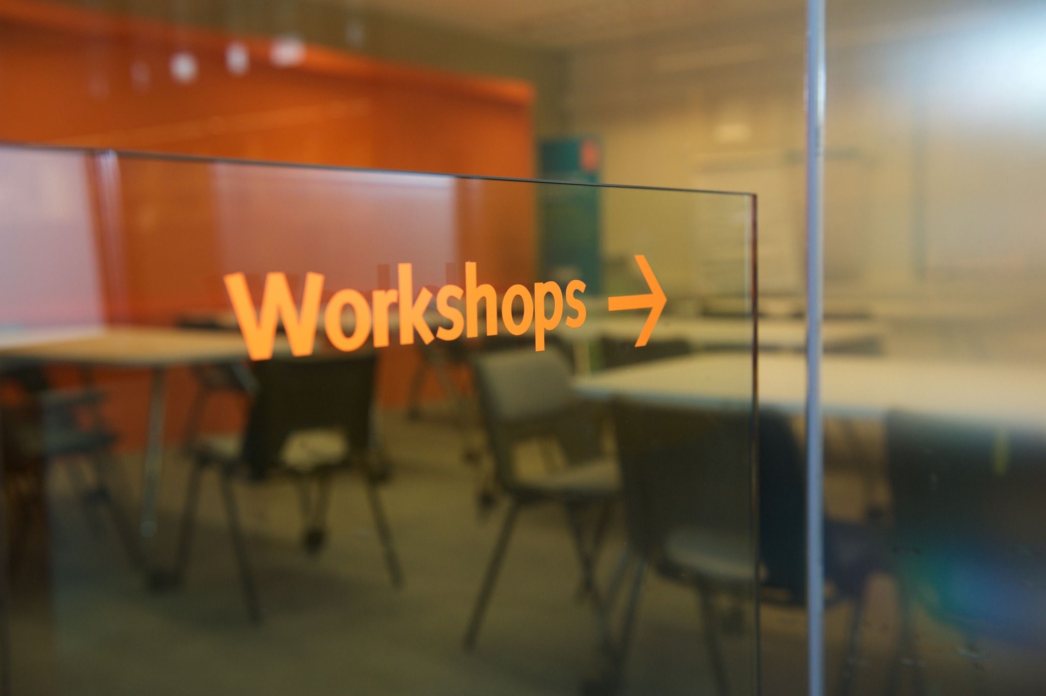 A sign for workshops.