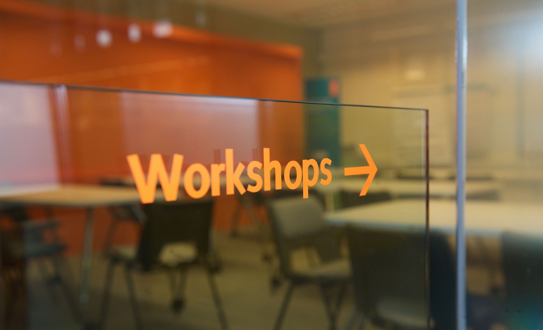 A sign for workshops.