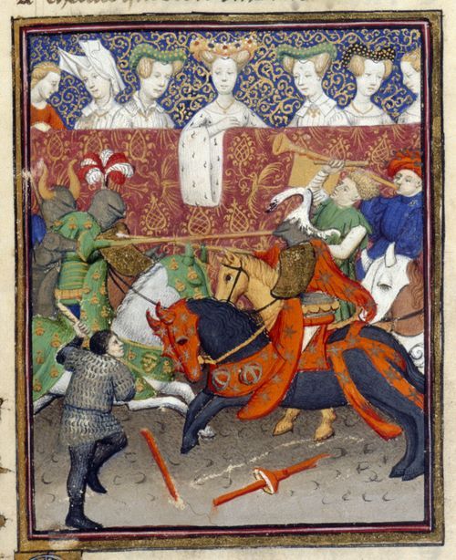 An illustration of a tournament scene, from Christine de Pizan's The Book of the Queen.