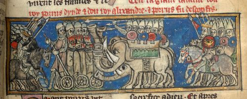 illustration of elephants and bronze model soldiers filled with hot coals
