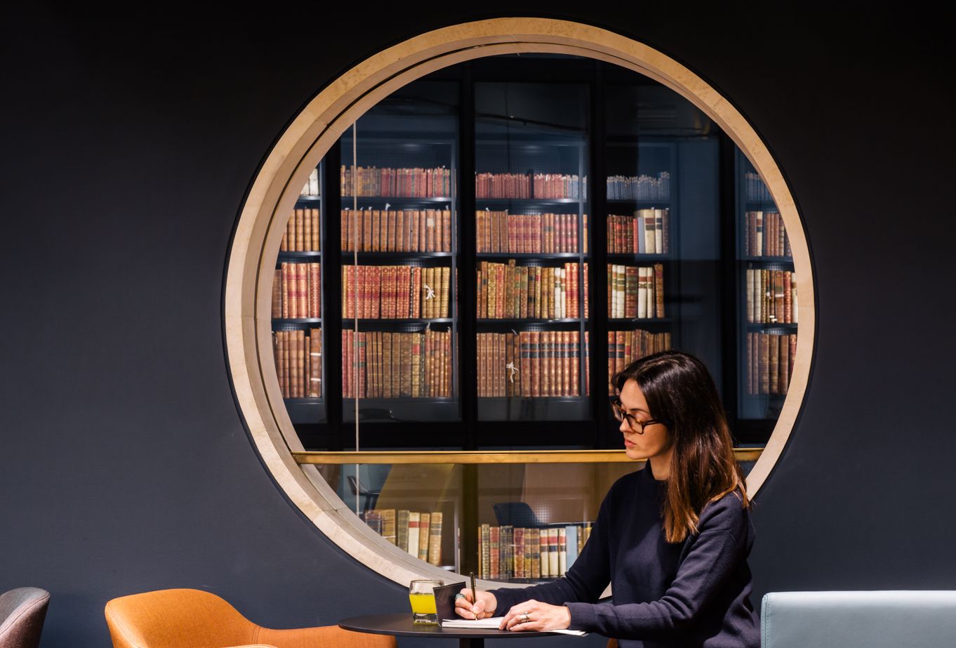A person working in the Members’ Room.