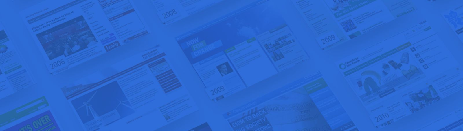 Various web pages presented in rows.