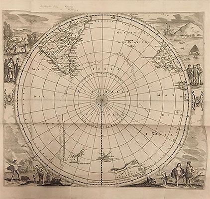 Map of the southern hemisphere published in 1690 by Hondius