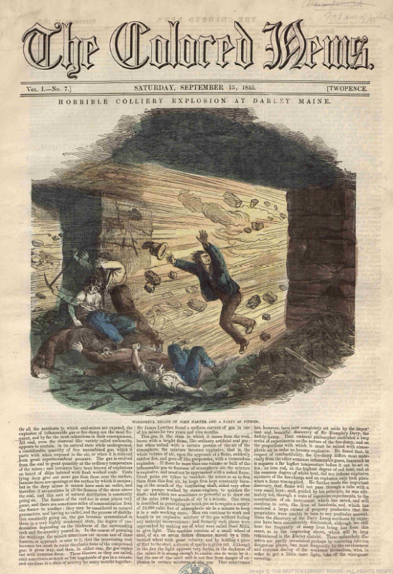 The Colored News 15 September 1855_Colliery explosion at Darley Maine.