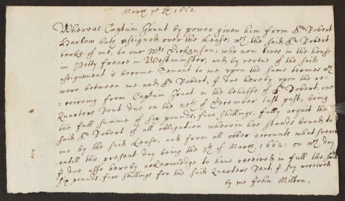 The Petty France lease, handwriting on paper