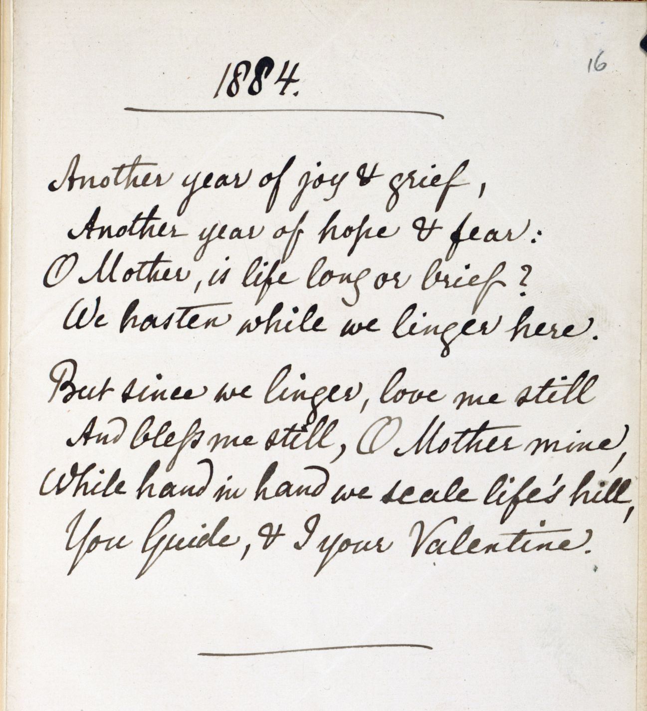 A page of handwritten text from Christina Rossetti Valentines.