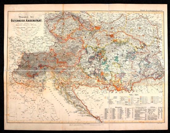 Coloured ethnographic map of the Austrian Empire as it was in 1849