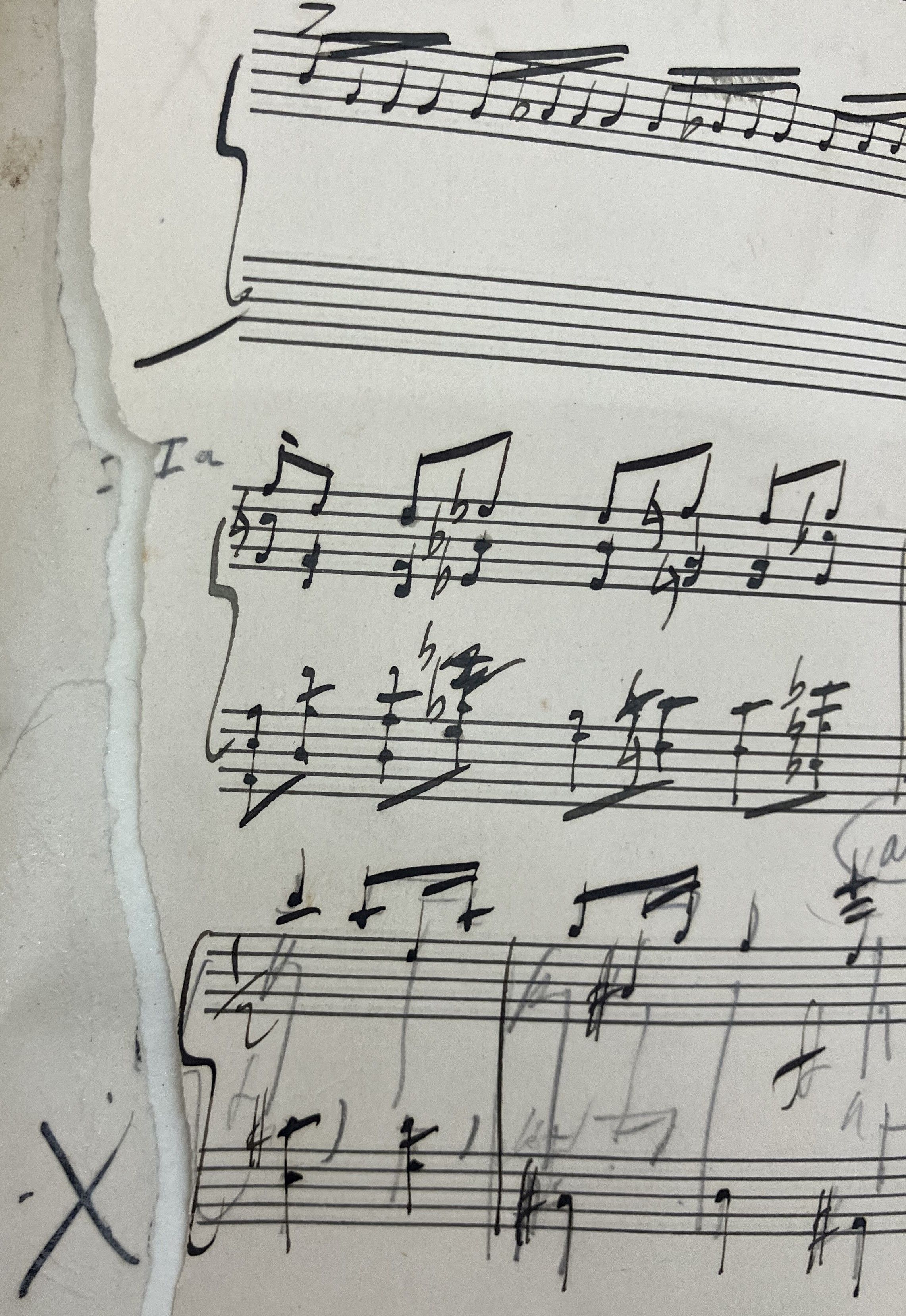 Torn-out pages of fit exactly with the stubs of the pages remaining in the sketchbook.