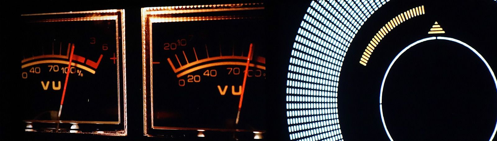 Dials on audio equipment.