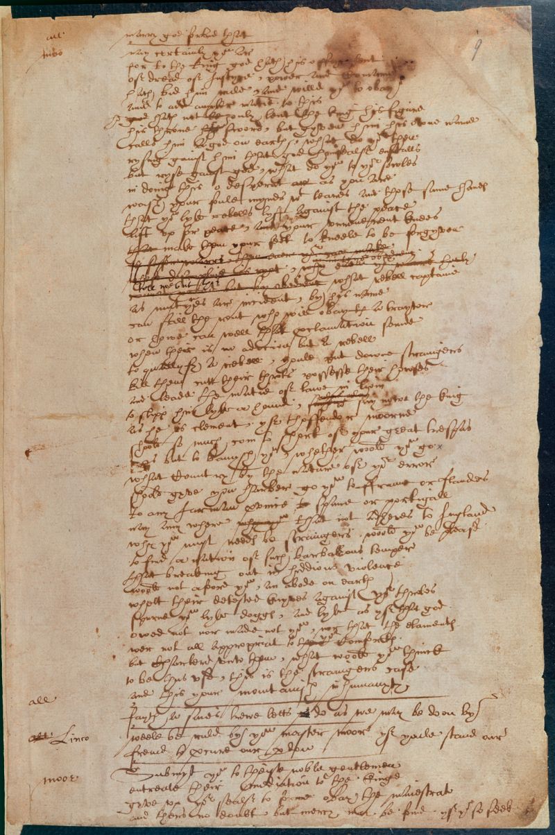 A page of The Booke of Sir Thomas Moore, arguably in Shakespeare's handwriting