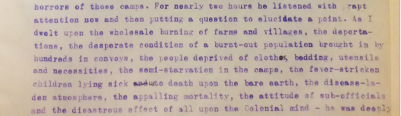 Extract from report of what Hobhouse had encountered in Bloemfontein