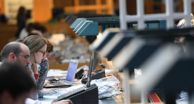 Researchers in a reading room at the British Library (copyright Mike O'Dwyer)